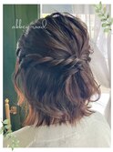 編み込みハーフアップ