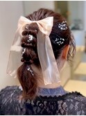 ポニーぽこぽこアレンジ　～結婚式お呼ばれヘア～