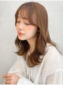 ワンカール美髪モテ髪前髪うるツヤ小顔カット艶感ブラウンヘア