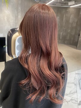 ピークアブー 原宿ハラカド(PEEK-A-BOO) ピンクブラウンロングヘア顔まわりカットレイヤー