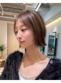 大人ボブ銀座レイヤーカット有楽町ミディアムボブベージュ
