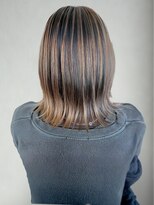 ヘアーメイク グロー(hair make grow)&nbsp;バレイヤージュ 白髪ぼかしハイライト 外ハネボブ 髪質改善