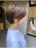 ふっくらマロンベージュショートボブ