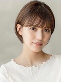 小顔ヘア/大人ボブ/ヌーディーカラー/シースルーバング
