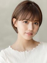 小顔ヘア/大人ボブ/ヌーディーカラー/シースルーバング