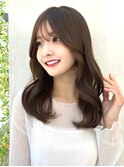 20代30代40代◎前髪パーマ韓国風巻きくすみベージュお団子ヘア