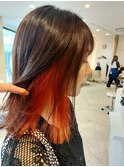 ☆きりっぱなしボブ・インナーカラー・オレンジベージュ☆