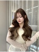 ハッシュカット/韓国レイヤー/顔まわり/ブラウン/ベージュ/前髪