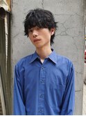 メンズヘア／ルーズパーマ／マッシュウルフ
