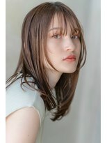 メゾンバイハバナ(maison by HAVANA)&nbsp;大人かわいいフェザーバングカーキグレージュミディアムウルフ