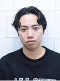 七三オールバックツイストパーマかき上げヘアコンマヘアv8