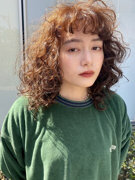 ロンドポレール 北千住(Lond polaire) 【航治郎】くるくるデザインパーマ/グレージュ/ペールベージュ