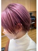 髪質改善ハイトーンピンクベージュブリーチオンカラー