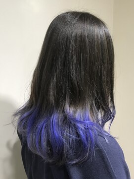 アズール 草加(azule) 裾カラー ブルー ブリーチ