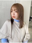 姫カットレイヤー/韓国風巻き/くすみベージュ/ミルクティー★78
