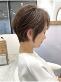 【大人可愛い】小顔見せ☆ピンクカラー×ひし形ショート