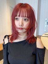 チェリーブラウン韓国ヘア顔周りレイヤーロング_ba556591