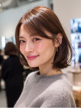 ショート/レイヤーカット/ボブ/外ハネ/ブラウン