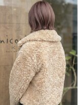 ニコリヘアワークス(nicori hair works)&nbsp;ボブ×ハイライト×ピンクベージュ1