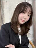 美髪ワンカールレイヤーミディアムシースルーバングヘア