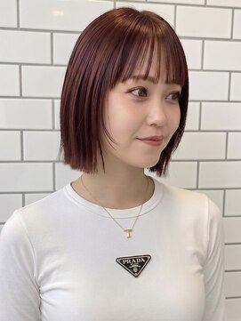 オンフ(ONFFO) 切りっぱなしボブ 前髪カット 髪質改善 ブラウンカラー 20代