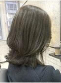 【本町】オリーブグレージュ 大人セミディ ウルフレイヤー