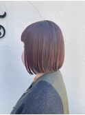 レッドブラウン/切りっぱなしボブ 