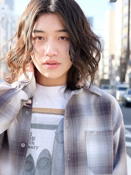 ラレイ ハラジュク(Lalei harajuku) ［ささき］キムタク風ミディアムスパイラルパーマ/パーマ/眉毛