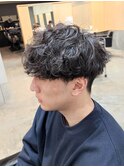 刈り上げマッシュ波巻きスパイラルパーマメンズショート