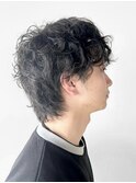 ウルフカット/ツイストパーマ/アッシュブラック/ダークトーン