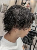メンズマッシュ　波巻きスパイラルパーマ