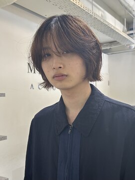 メゾンアクア 表参道(Maison ACQUA) =メンズボブ/ダークアッシュ/ニュアンスパーマ／メンズウルフ