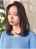 大人レイヤーカットワンカール巻きミディアムロング20代30代40代