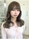 韓国ヘア顔周りレイヤーミルクティーベージュグレージュカラー