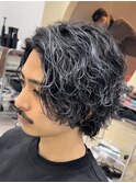 渋谷サーフカール波巻きスパイラルパーマメンズボブウルフカット