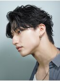 難波フェザーショートフェザーパーマニュアンスパーマ20代黒髪