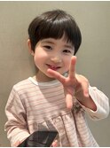 小顔前髪オン眉似合わせカット顔まわりマッシュボブキッズカット