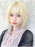 【La fith】ケアブリーチ×ホワイトブロンド×ショートボブ