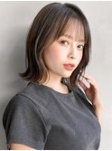 似合わせカット前髪夏くびれヘア外ハネボブダークパープル