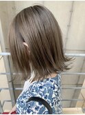 小顔セミウェットウェーブピンクベージュハイライトカラー