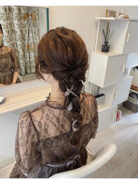 シュエット(Chouette) リボン入り編み下ろし/編み込み/リボン/花嫁/お呼ばれ