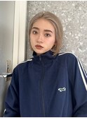 イヤリングカラー前髪インナーカラーピンクベージュバングカラー