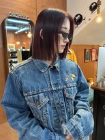 チャプター 問屋町(chapter)&nbsp;切りっぱなしタッセルボブ赤髪ボルドーワインレッドカラー韓国