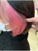 大人かわいい耳掛け20代30代ホワイトピンクインナーボブ♪