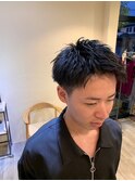 メンズ ビジネス爽やか刈り上げ 黒髪暗髪ツーブロック 束感