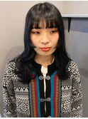 暗髪ネイビーカラー×フェイスレイヤーlaki/美容院/八丁掘