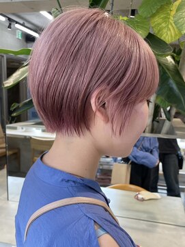 サンク 原宿 表参道(cinq) ミルクティーベージュショートボブ切りっぱなしボブタッセルボブ