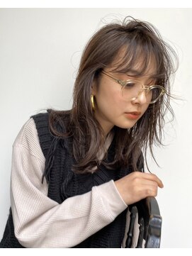 ヲタク(wotaku.) ベージュアッシュブリーチなしダブルカラー透明感カラーゆるふわ