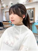 前髪アンブレラカラーこなれミディイメチェンウェーブパーマ