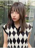 セミロングヘア大人ヘアぱっつん前髪20代30代渋谷